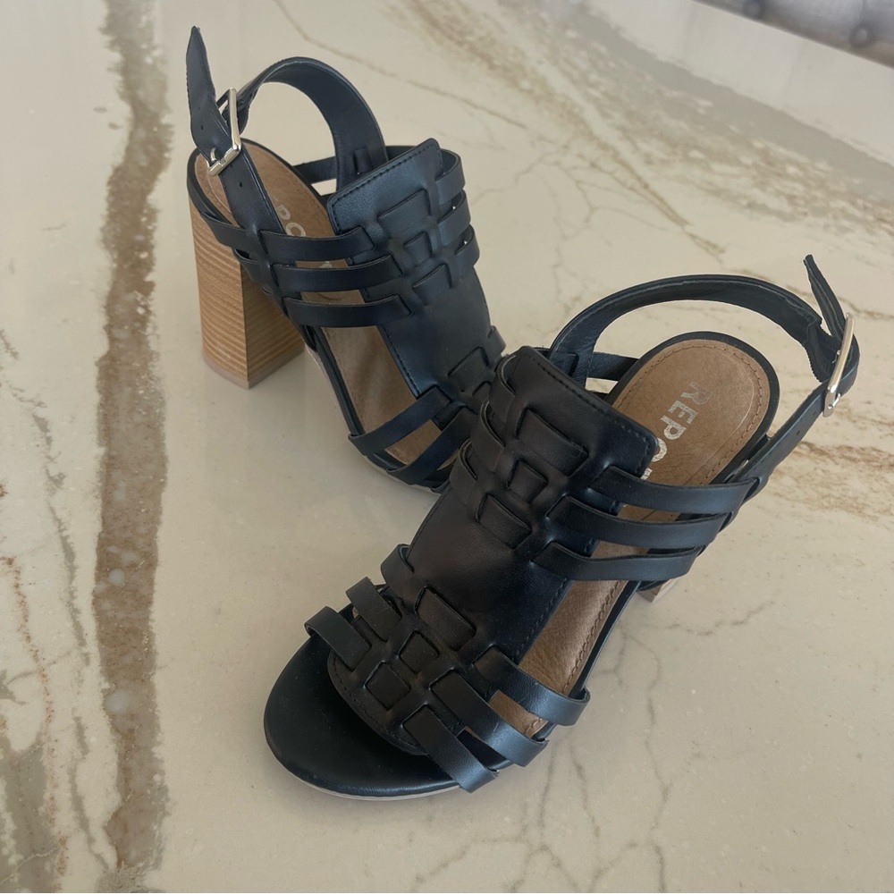 Chunky Heel Black Gladiator Sandals Size 5